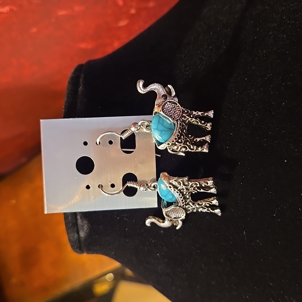 Rainbow Time Machine Silver/Turquoise Dangle Earr… - image 1